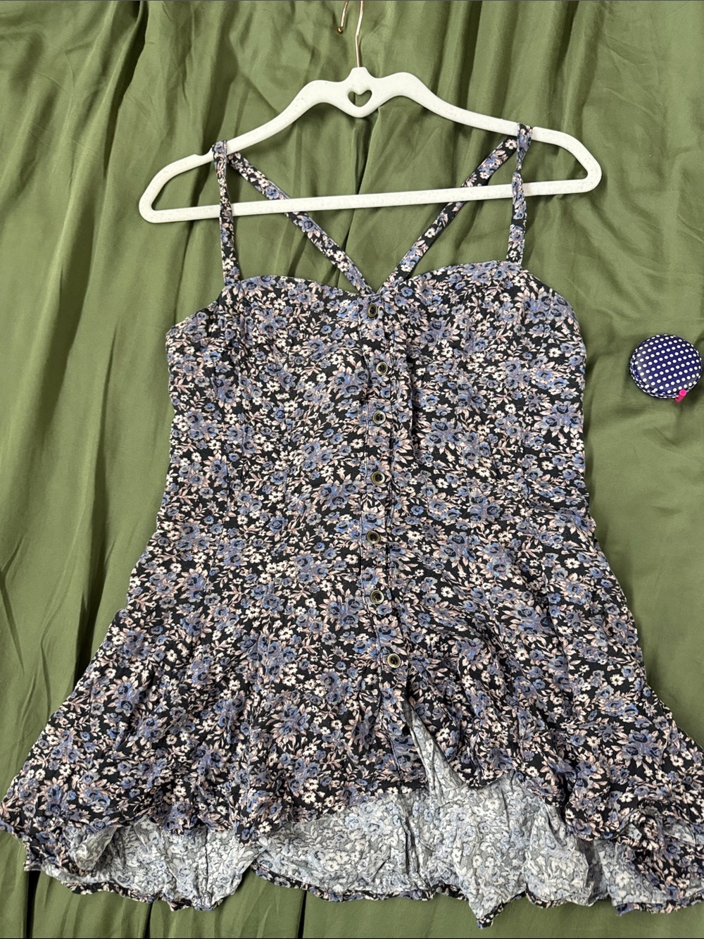 Free People peplum button up tank top